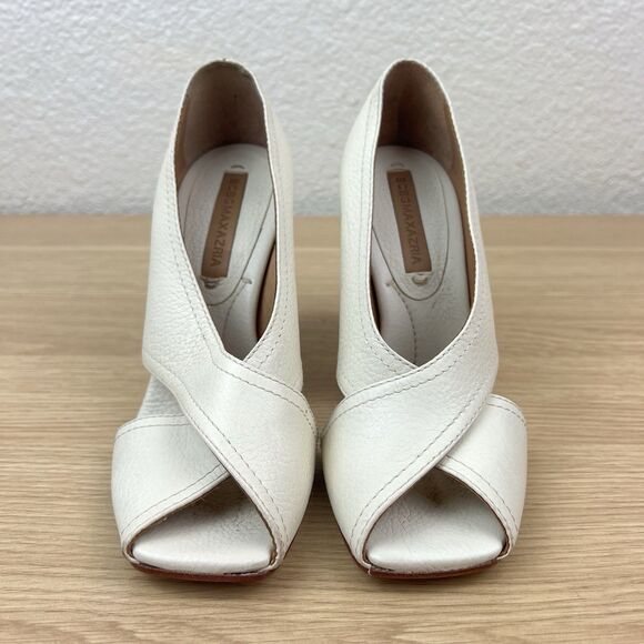 BCBG MaxAzria Raisa White Leather Wicker Wedge Sandal Women’s Sz 5.5B - Picture 3 of 8